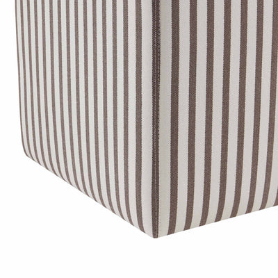 Cream & Brown Striped Upholstered Pouffe Furnitell
