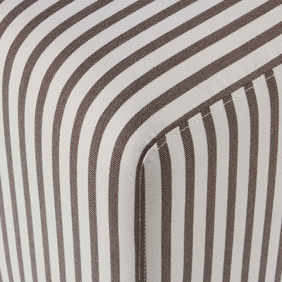 Cream & Brown Striped Upholstered Pouffe Furnitell