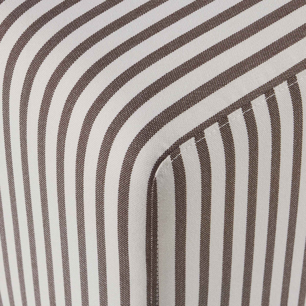 Cream & Brown Striped Upholstered Pouffe Furnitell
