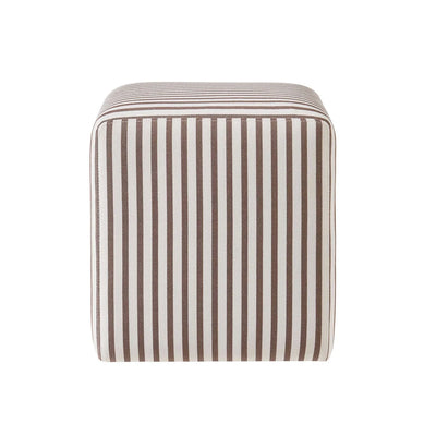 Cream & Brown Striped Upholstered Pouffe Furnitell