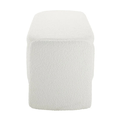 Off-White Boucle Upholstered Curved Bench Furnitell