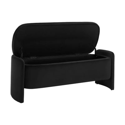 Black Upholstered Curved Bench Furnitell