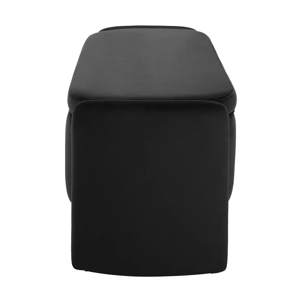 Black Upholstered Curved Bench Furnitell
