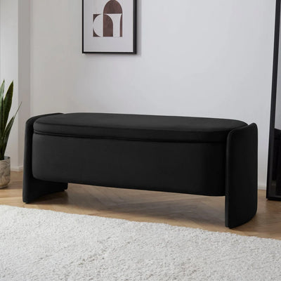Black Upholstered Curved Bench Furnitell