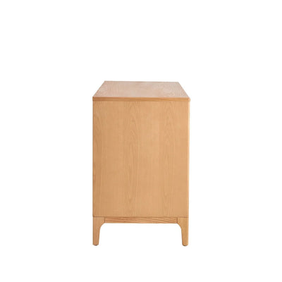 Light Wood 6 Drawer Chest with Fluted Front & Wooden Legs furnitell