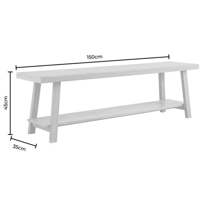 Light Wood Wooden Bench with Lower Shelf furnitell