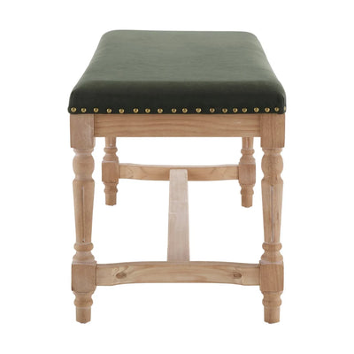 Dark Olive Green Upholstered Wooden Bench furnitell