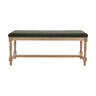 Dark Olive Green Upholstered Wooden Bench furnitell