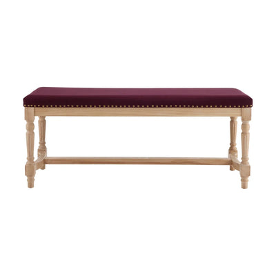 Plum Upholstered Wooden Bench Furnitell