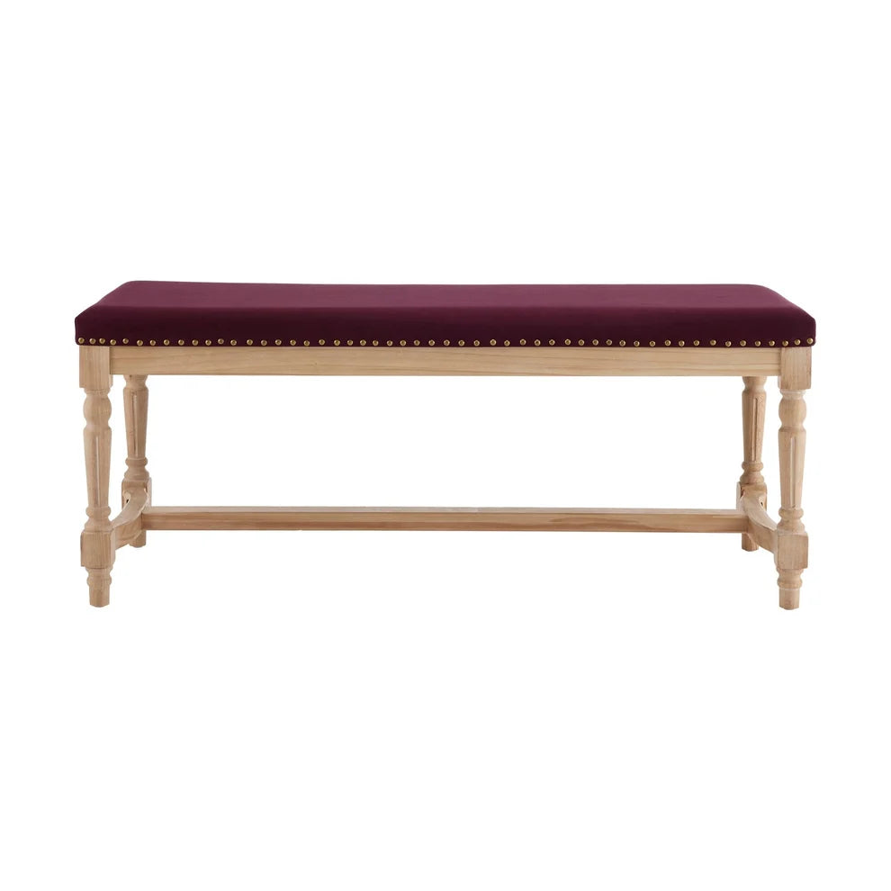 Plum Upholstered Wooden Bench Furnitell