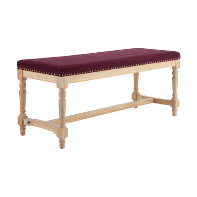 Plum Upholstered Wooden Bench Furnitell