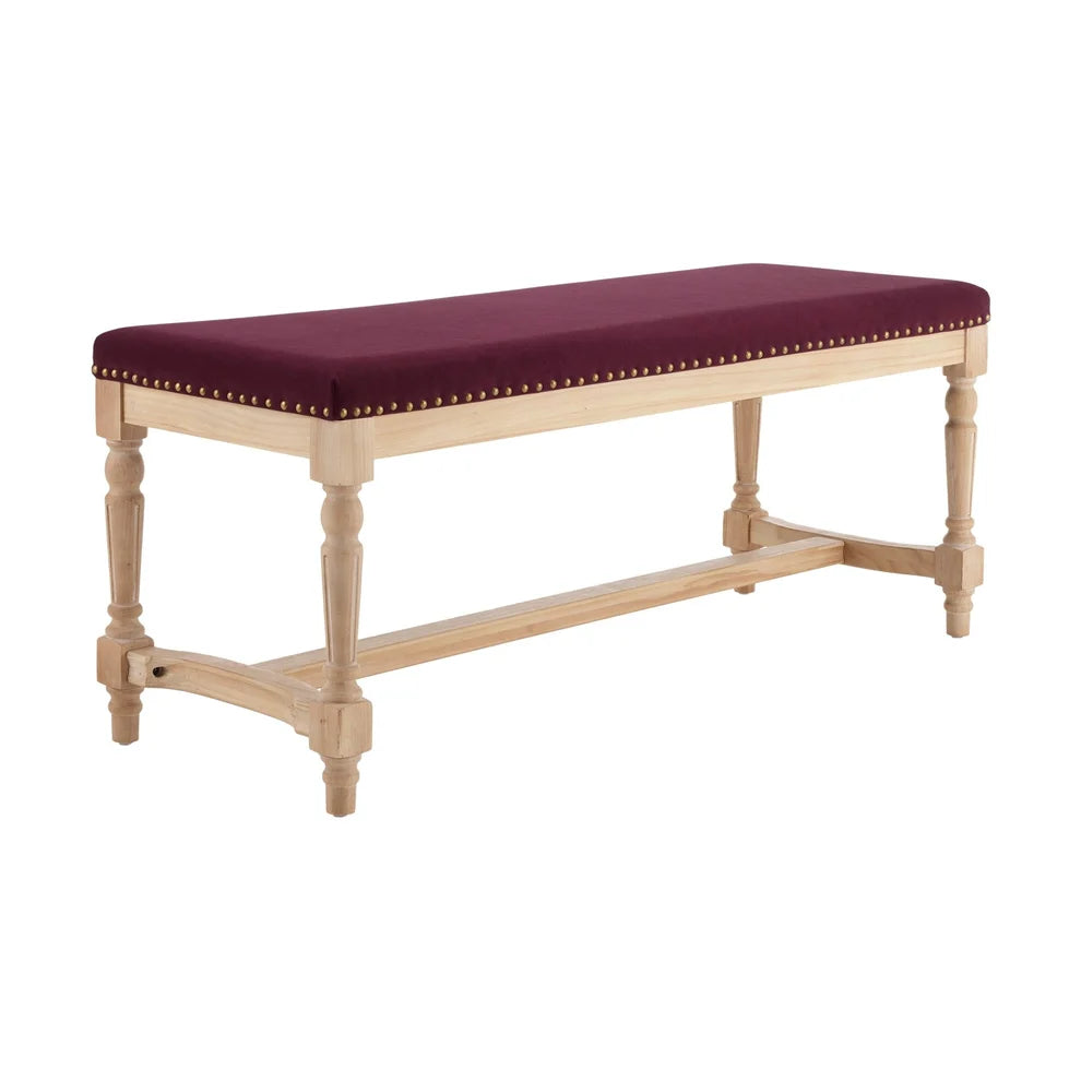 Plum Upholstered Wooden Bench Furnitell