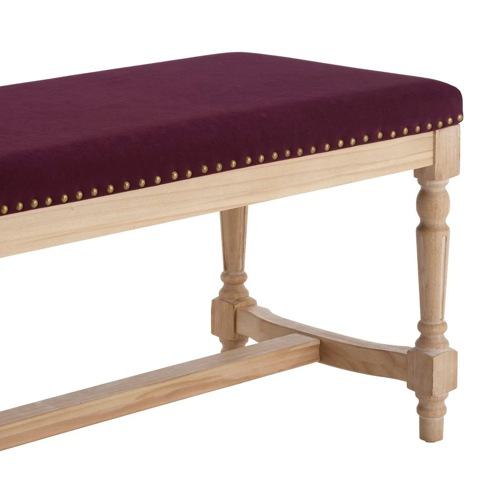 Plum Upholstered Wooden Bench Furnitell