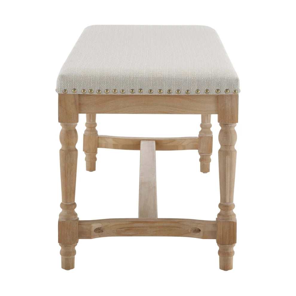 Stone Grey Upholstered Wooden Bench furnitell