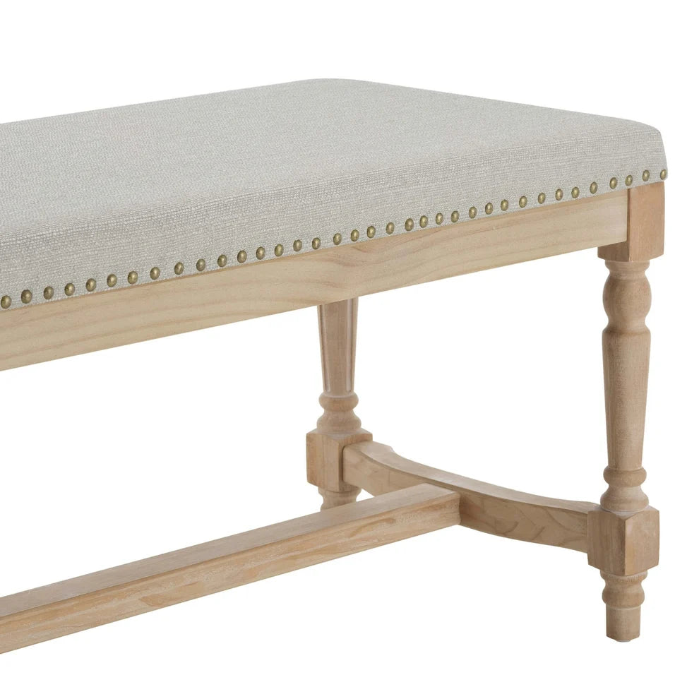 Stone Grey Upholstered Wooden Bench furnitell