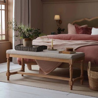 Stone Grey Upholstered Wooden Bench furnitell