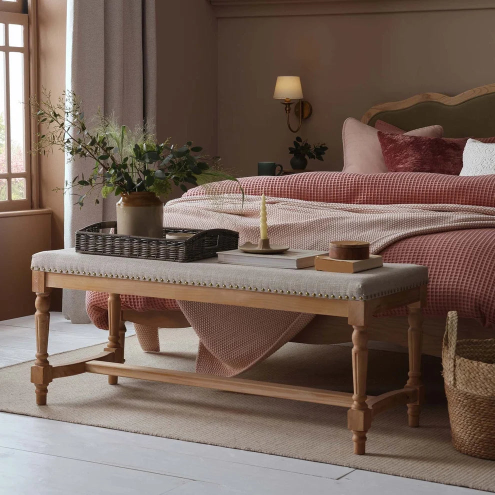 Stone Grey Upholstered Wooden Bench furnitell