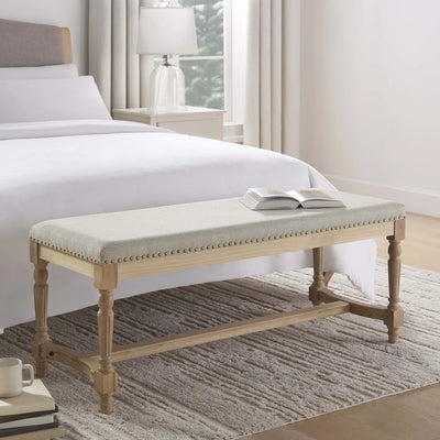 Stone Grey Upholstered Wooden Bench furnitell