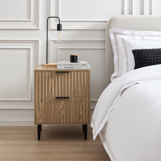 Evie 2 Drawer Bedside Table - Wood Effect