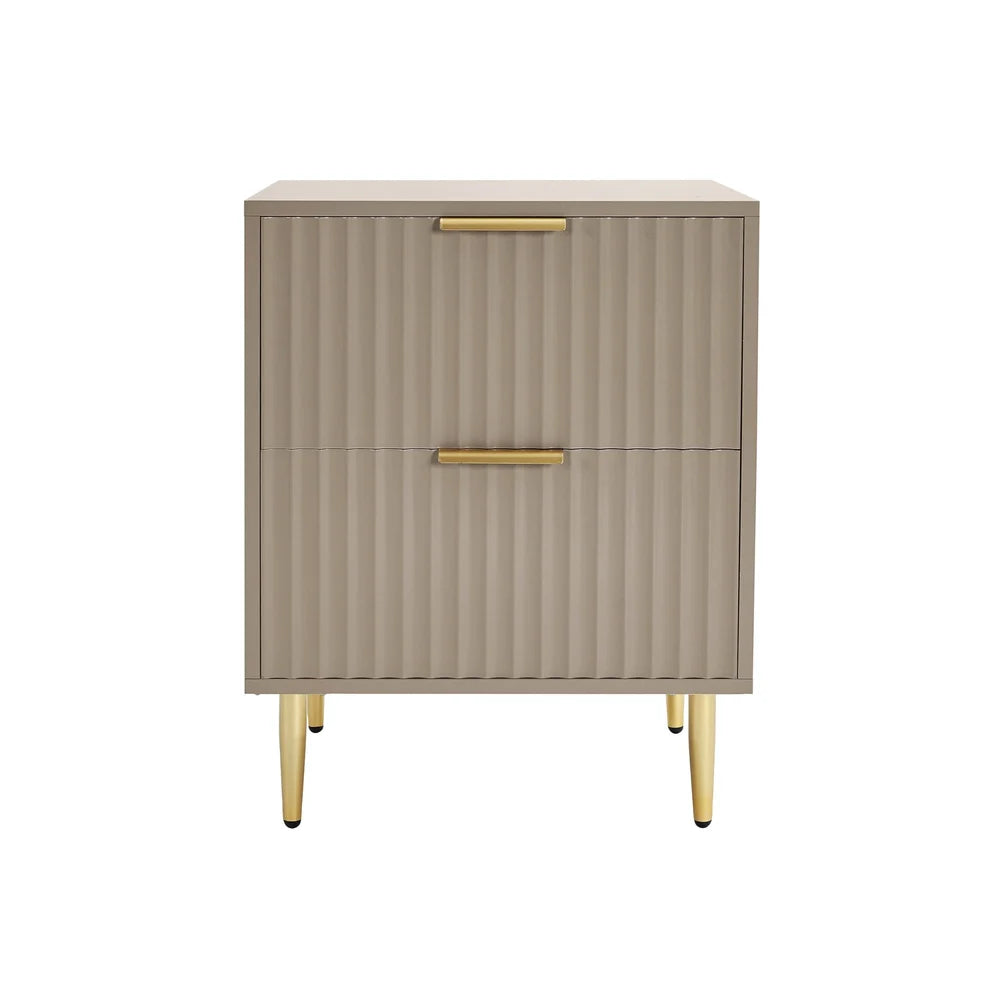 Taupe Fluted 3-Piece Bedroom Storage Set furnitell