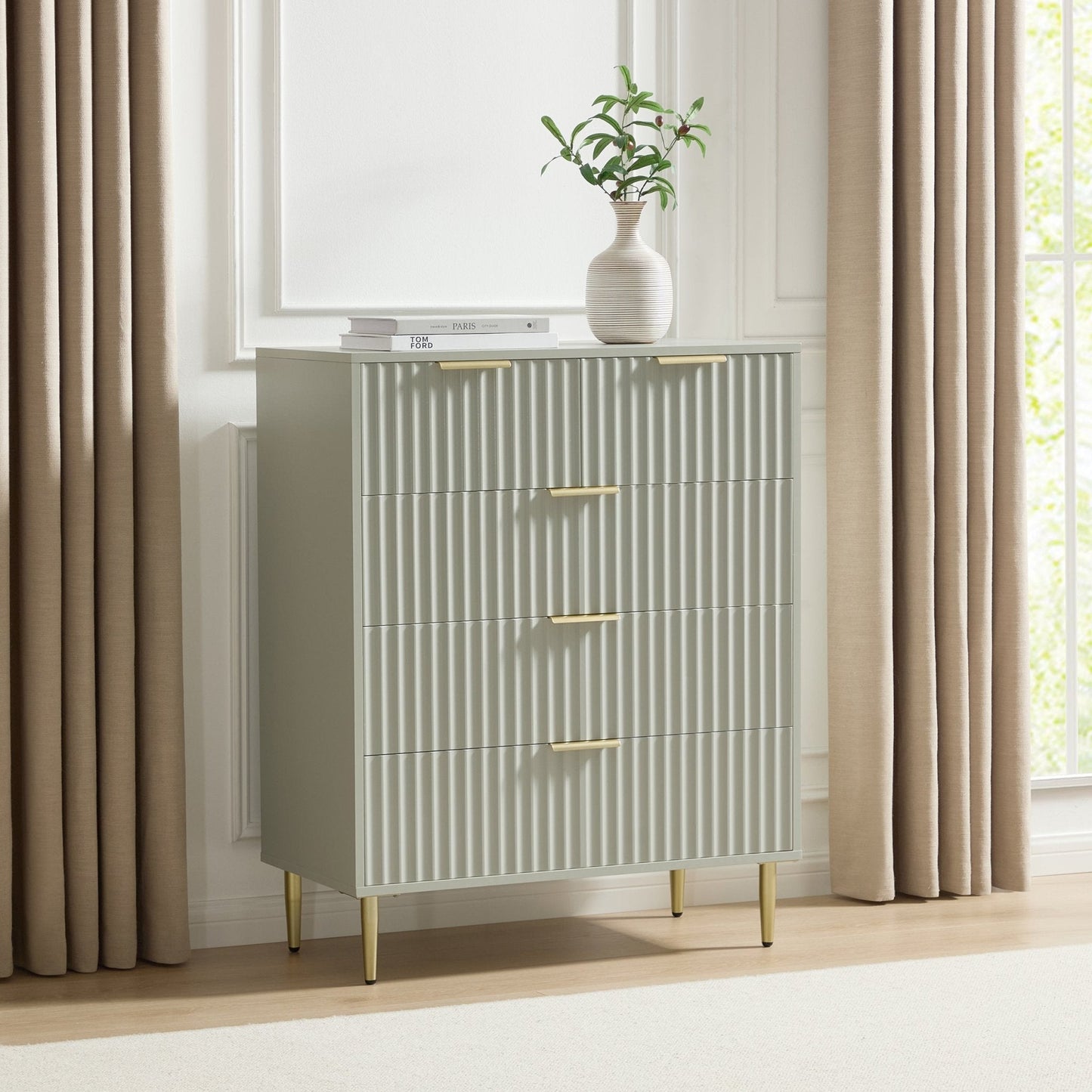 Evie 5 Drawer Chest - Sage Green