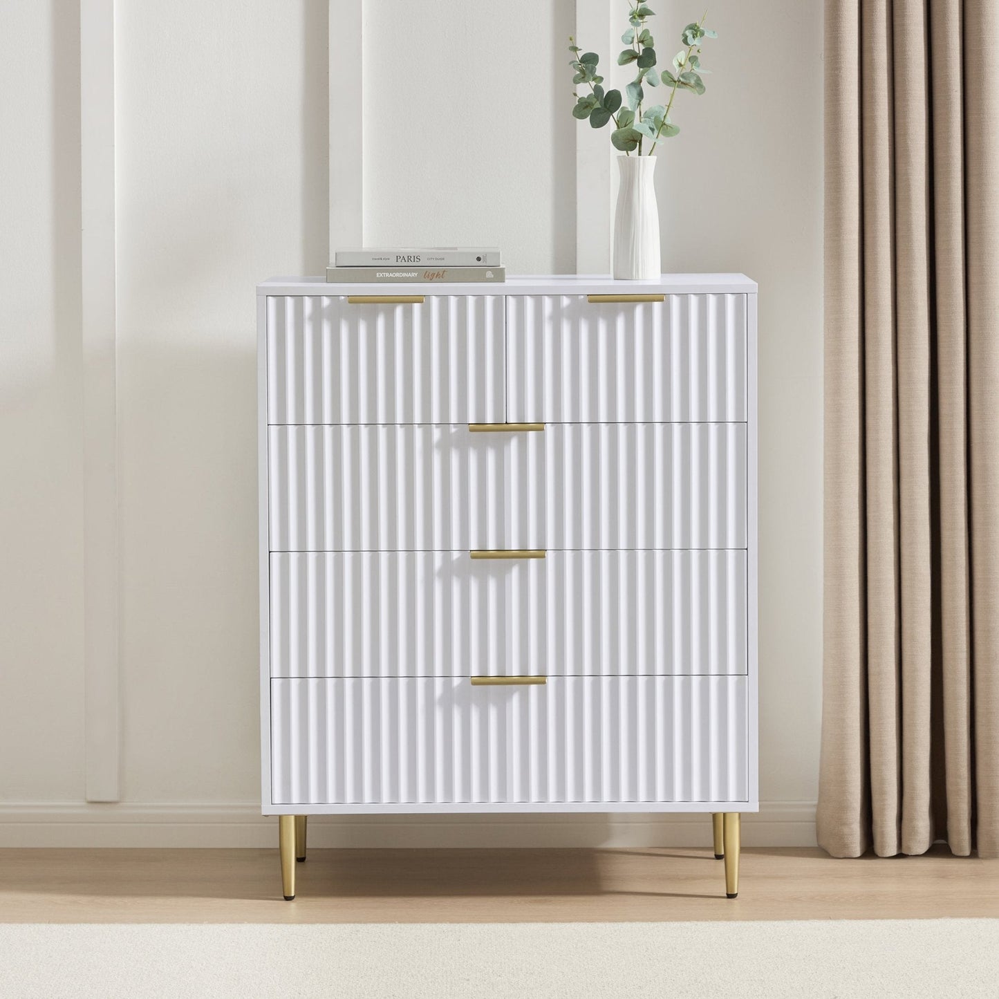 Evie 5 Drawer Chest - Warm White