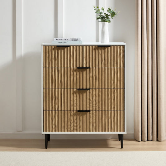 Evie 5 Drawer Chest - White/Wood Effect