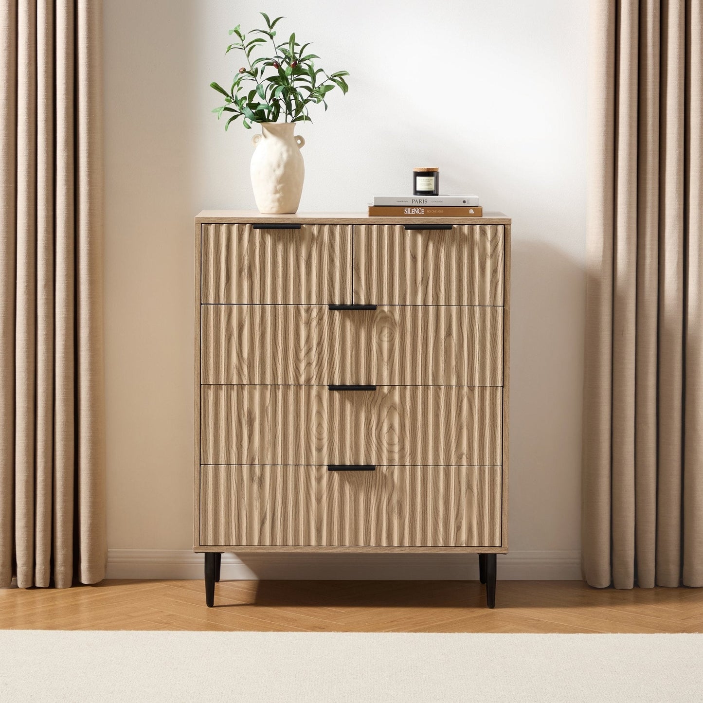 Evie 5 Drawer Chest - Wood Effect