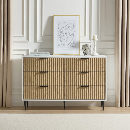 Evie 6 Drawer Chest - White/Wood Effect