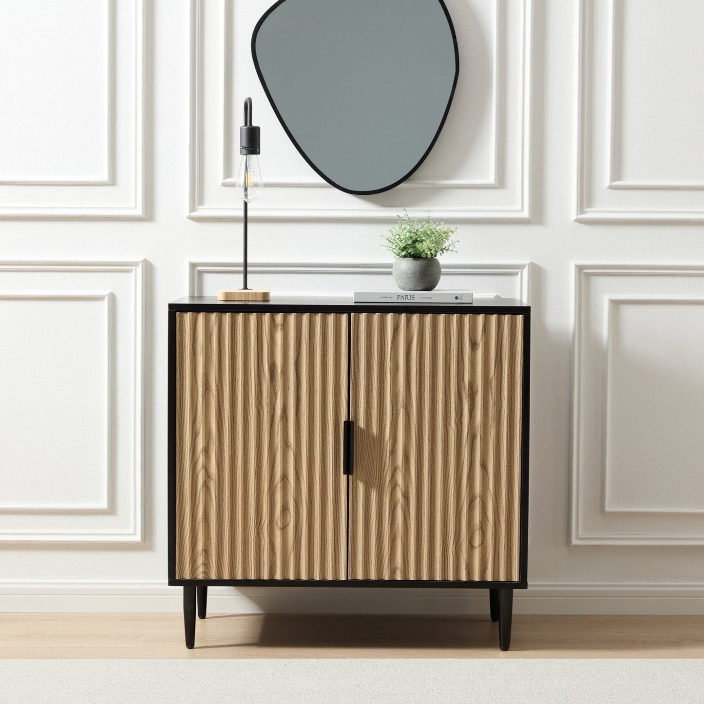 Evie Small Sideboard - Black/Wood Effect