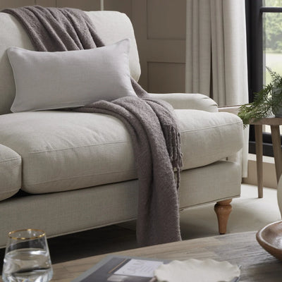Beige 2 Seater Sofa with Cushioned Seats & Wooden Legs furnitell