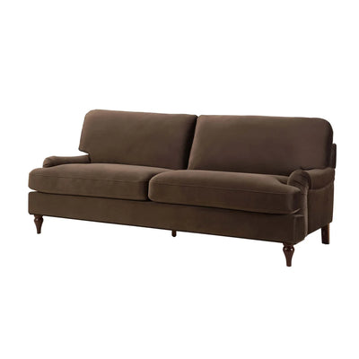 Cappuccino Brown 3 Seater Sofa with Plush Cushions & Wooden Legs furnitell