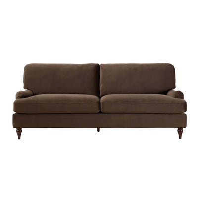 Cappuccino Brown 3 Seater Sofa with Plush Cushions & Wooden Legs furnitell