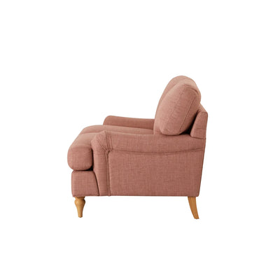 Rose Pink 2 Seater Sofa with Plush Cushions & Wooden Legs Furnitell