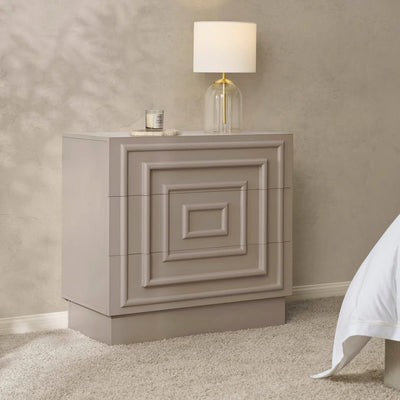 Taupe 3 Drawer Chest with Raised Panel Front Design furnitell