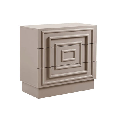 Taupe 3 Drawer Chest with Raised Panel Front Design furnitell