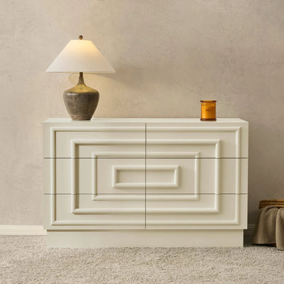 Cream 6 Drawer Chest with Raised Panel Front Design furnitell