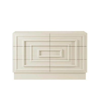 Cream 6 Drawer Chest with Raised Panel Front Design furnitell