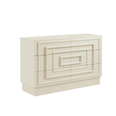 Cream 6 Drawer Chest with Raised Panel Front Design furnitell