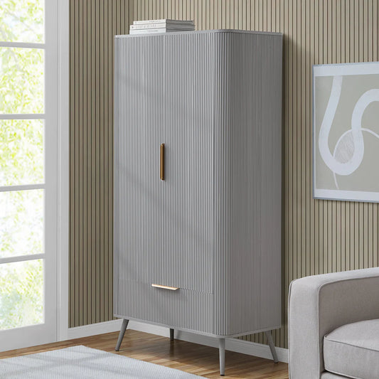 FURNITELL 2 Door Wardrobe - Light Grey