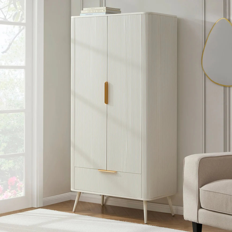 FURNITELL 2 Door Wardrobe - Warm White Furnitell