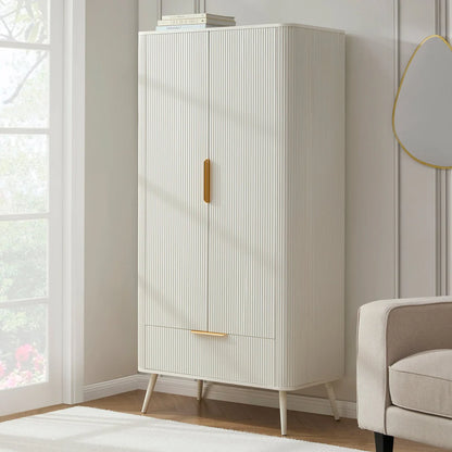 FURNITELL 2 Door Wardrobe - Warm White Furnitell