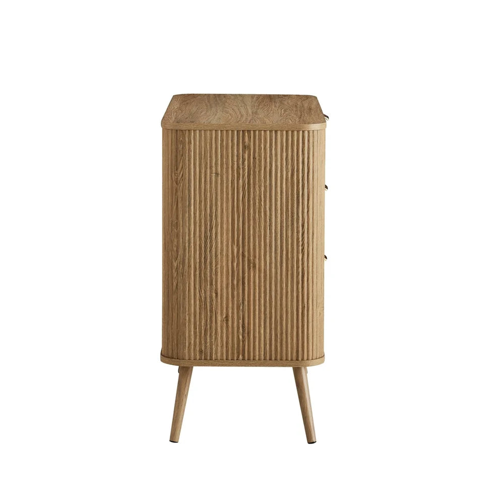 Light Wood Fluted 3 Drawer Chest Furnitell
