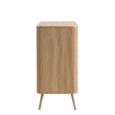 Light Wood Fluted 5 Drawer Chest furnitell