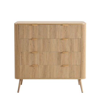 Light Wood Fluted 5 Drawer Chest furnitell