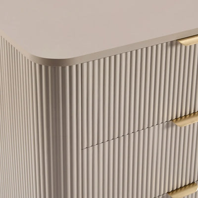 Taupe 6 Drawer Chest with Fluted Front & Angled Legs furnitell