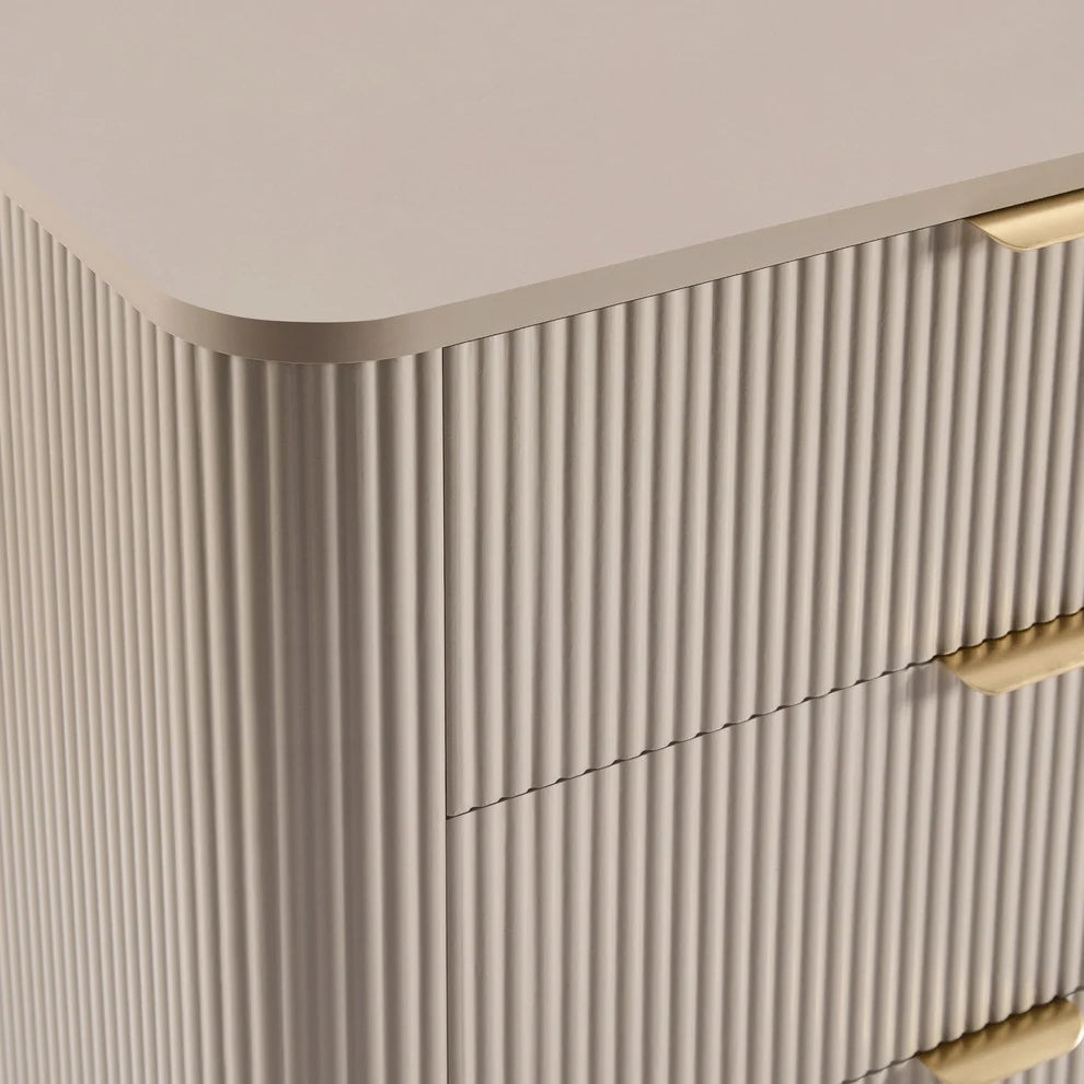 Taupe 6 Drawer Chest with Fluted Front & Angled Legs furnitell