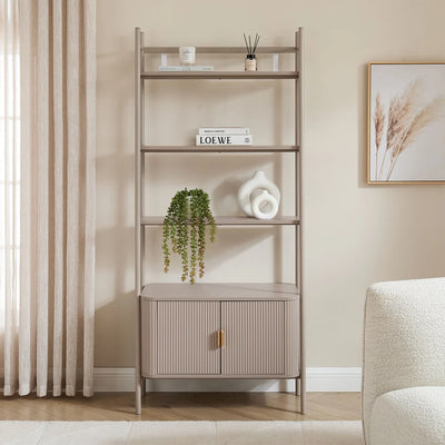 Taupe Storage Shelving Unit with Open Shelves & 2-Door Cabinet furnitell