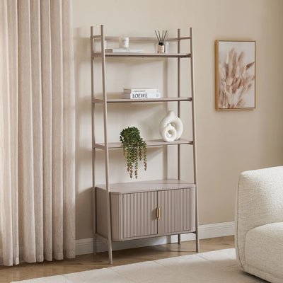 Taupe Storage Shelving Unit with Open Shelves & 2-Door Cabinet furnitell
