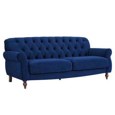 Royal Blue 3 Seater Sofa with Tufted Back & Rolled Arms furnitell